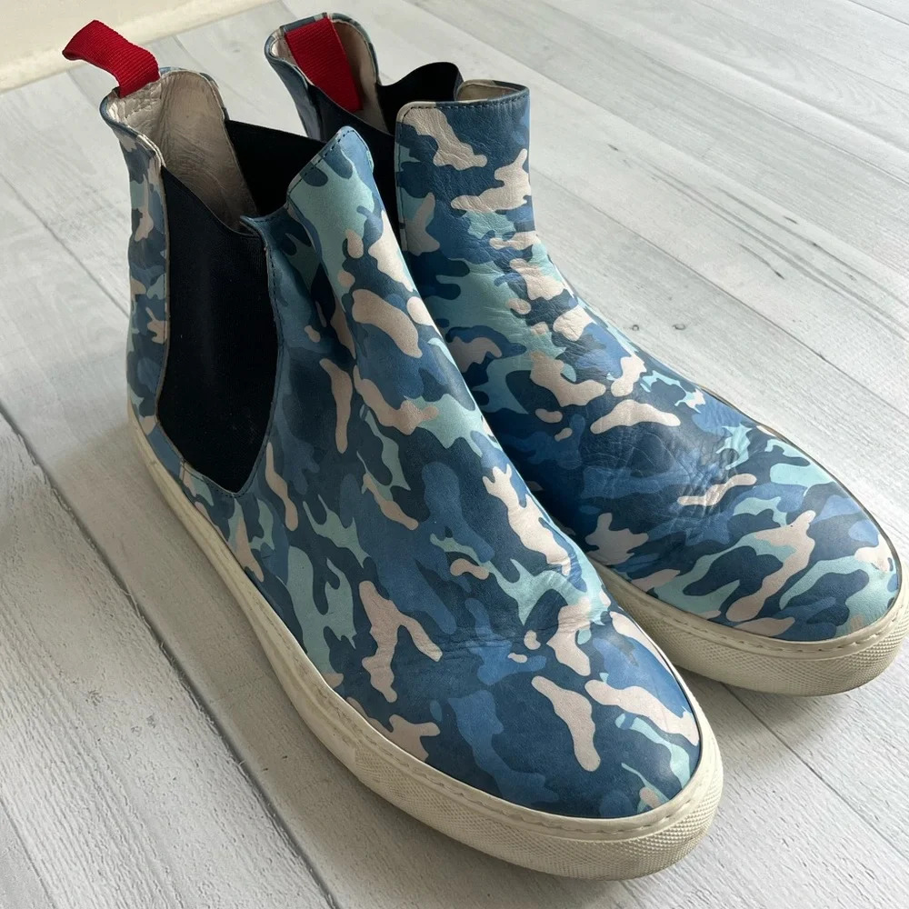 RARE Del Toro Blue Camo Leather Slip On Chukka Sneaker Size 11